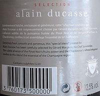 Slection Alain Ducasse Brut Ingredients