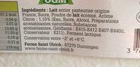 Yaourts Fermier Ingredients