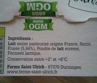 Yaourts Fermiers  La Fraise Ingredients