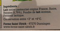 Yaourt Fermier  La Banane Ingredients