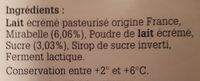 Yaourt Fermier  La Mirabelle 0% Ingredients