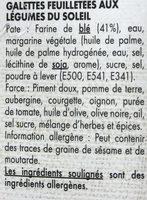 4 Galettes Feuilletes Aux Lgumes Du Soleil Ingredients