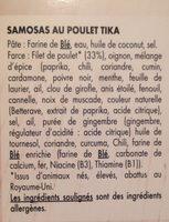 6 Samosas Au Poulet Tika Ingredients