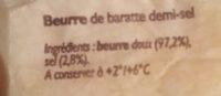 Esprit De Beurre, Beurre De Baratte Demi-Sel Ingredients