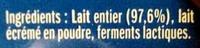Esprit Fermier - Nature Au Lait Entier Ingredients