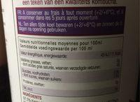 Karma Kombucha Citron Nutrition Label