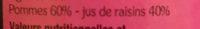 Rdins De L'Orbrie Pur Jus De Pommes & Raisins Ingredients