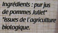 Pur Jus De Pomme Bio Juliet Ingredients