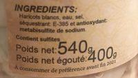 Haricots Blancs Ingredients