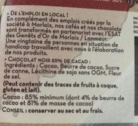 Noir 85% Cacao Ingredients