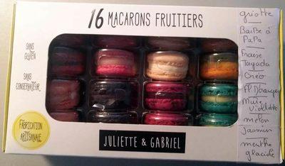 16 Macarons Fruitiers (Mangue Passion, Framboise, Cassis, Citron Vert)