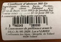 Confiture Abricot Ingredients