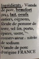 Terrine Au Beaufort Ingredients