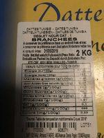 Dattes Branches Tunisie, Ingredients