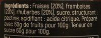 Fraise, Framboise & Rhubarbe Ingredients