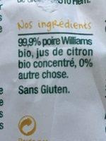 Poire Williams Ingredients