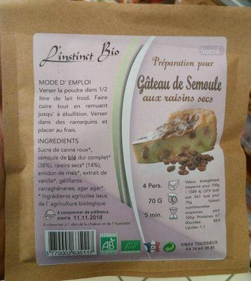 Prparation Pour Gteau De Semoule Aux Raisins Secs