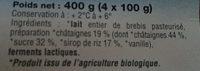 Yaourt Au Lait De Brebis Bio Ingredients