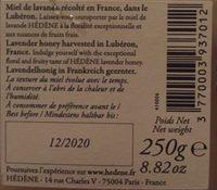 Miel Lavande De Provence Ingredients