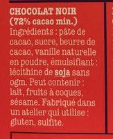 Noir 72% Cacao Ingredients