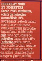 Chocolat Noir Et Noisettes Ingredients