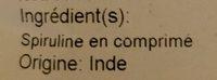 Sant & Bien-tre / Rsistance Et Vitalit / Spiruline Ingredients
