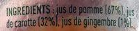 Jus Carotte Pomme Gingembre Ingredients