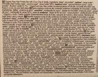 Roo'bar Protine Chocolate Chips & Vanille Ingredients