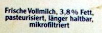 Frische Vollmilch Ingredients
