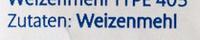 Sptzle Mehl Type 405 Ingredients