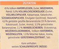 Vitalis Knusper Schoko-Banane Ingredients