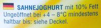 Sahnejoghurt 10% Fett, Ohne Gelatine Ingredients