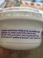 Tartinable Lin Lentilles Corails Ingredients