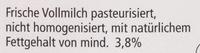Frische Vollmilch Ingredients