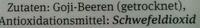 Goji-Beeren Ingredients