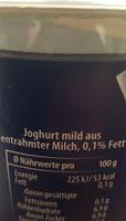 Frischer Joghurt Mild 0, 1% Fett, Natur Ingredients