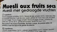 Muesli Aux Fruits Secs Ingredients