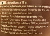 Cappuccino Choco Ingredients