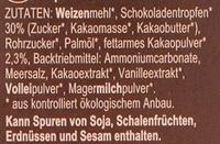 American Style Cookies Schokolade Ingredients