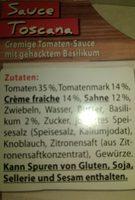 Sauce Toscane Ingredients