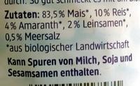 Mais-Amaranth-Waffeln Gesalzen Mit Reis & Leinsamen Ingredients