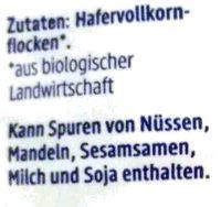 Hafer Flocken Feinblatt Ingredients