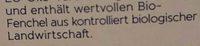 Bio Fencheltee Ingredients