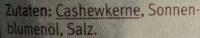 Nut Snack Cashewkerne Ingredients