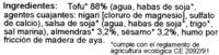 Tofu Almendra-Ssamo Ingredients