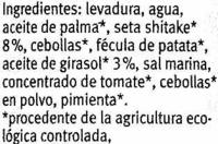 Pat Vegetal Ecolgico "Allos" Shiitake Ingredients