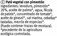Pat Vegetal Ecolgico &quot;Allos&quot; Mexicana Ingredients