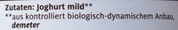 Natur Joghurt Mild Ingredients