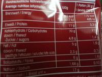 Vollkorn Sticks Nutrition Label