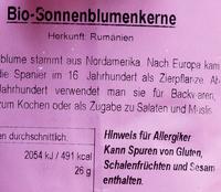 Sonnenblumenkerne Ingredients